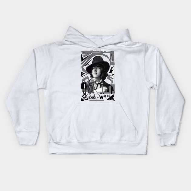 Oscar Wilde in Black and White Kids Hoodie by Exile Kings 